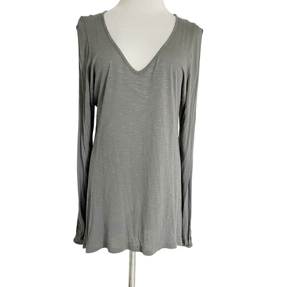Elan Size Large  Top Blouse Boho Cold Shouler Basic Gray - Picture 1 of 6